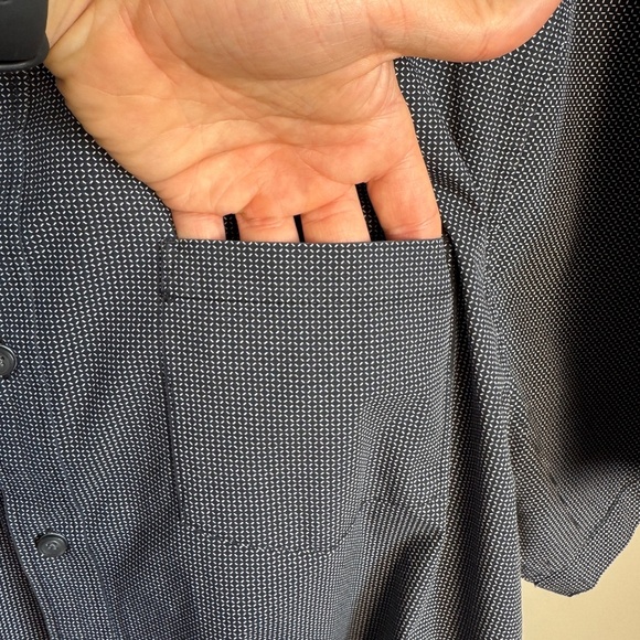 IKE Behar Men's‎ Short Sleeve X Patterned Casual Button Up Shirt Charcoal XXL - Picture 5 of 12